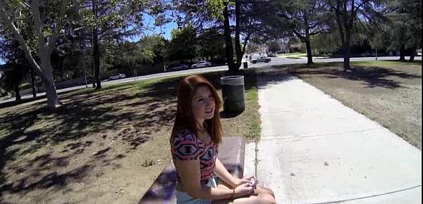  Teen redhead Rose Red banged for money